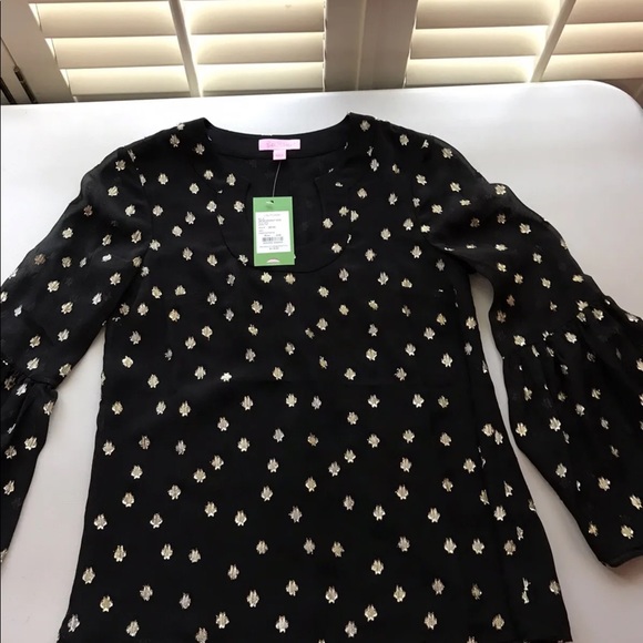 Lilly Pulitzer NWT Amory Top Onyx Starry Clip Size XXS - Picture 7 of 11